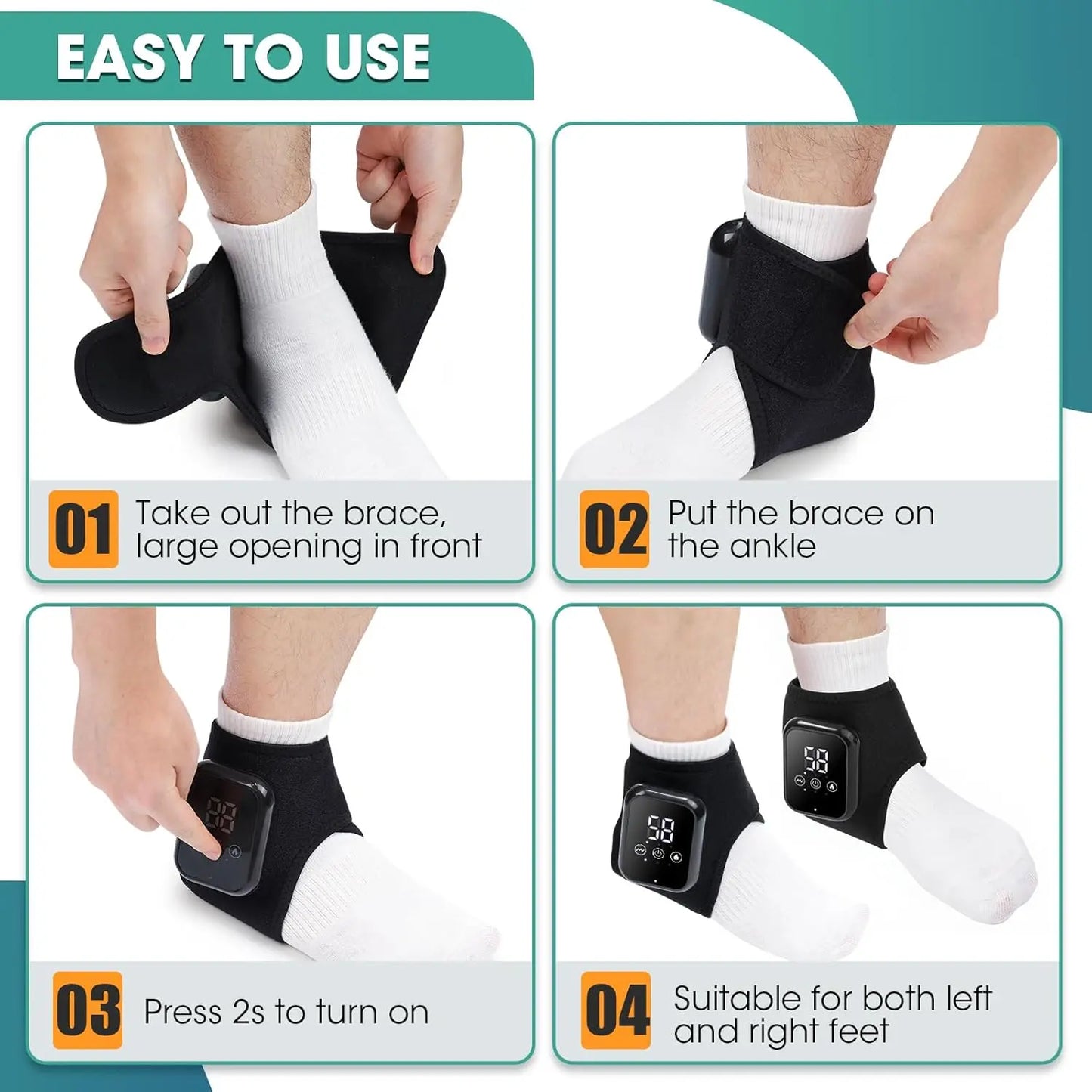 Ankle Massager for Pain Relief, Ankle Heating Pad with Massage, Ankle Massager for Circulation and Pain Relief, Heated Ankle Brace Wrap,Back to School,Back to School Haul