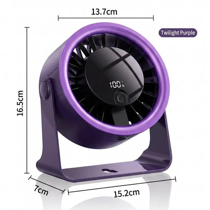 Portable Desk Fan USB Rechargeable Cooling Desktop Fan Multi-Functional Wall Mounted Air Circulator Fan 4 Speed Strong Wind Quiet Personal Table Fan for Home Office Bedroom College Dorm Room Essentials Summer Must Have Travel Camping Twilight Purple