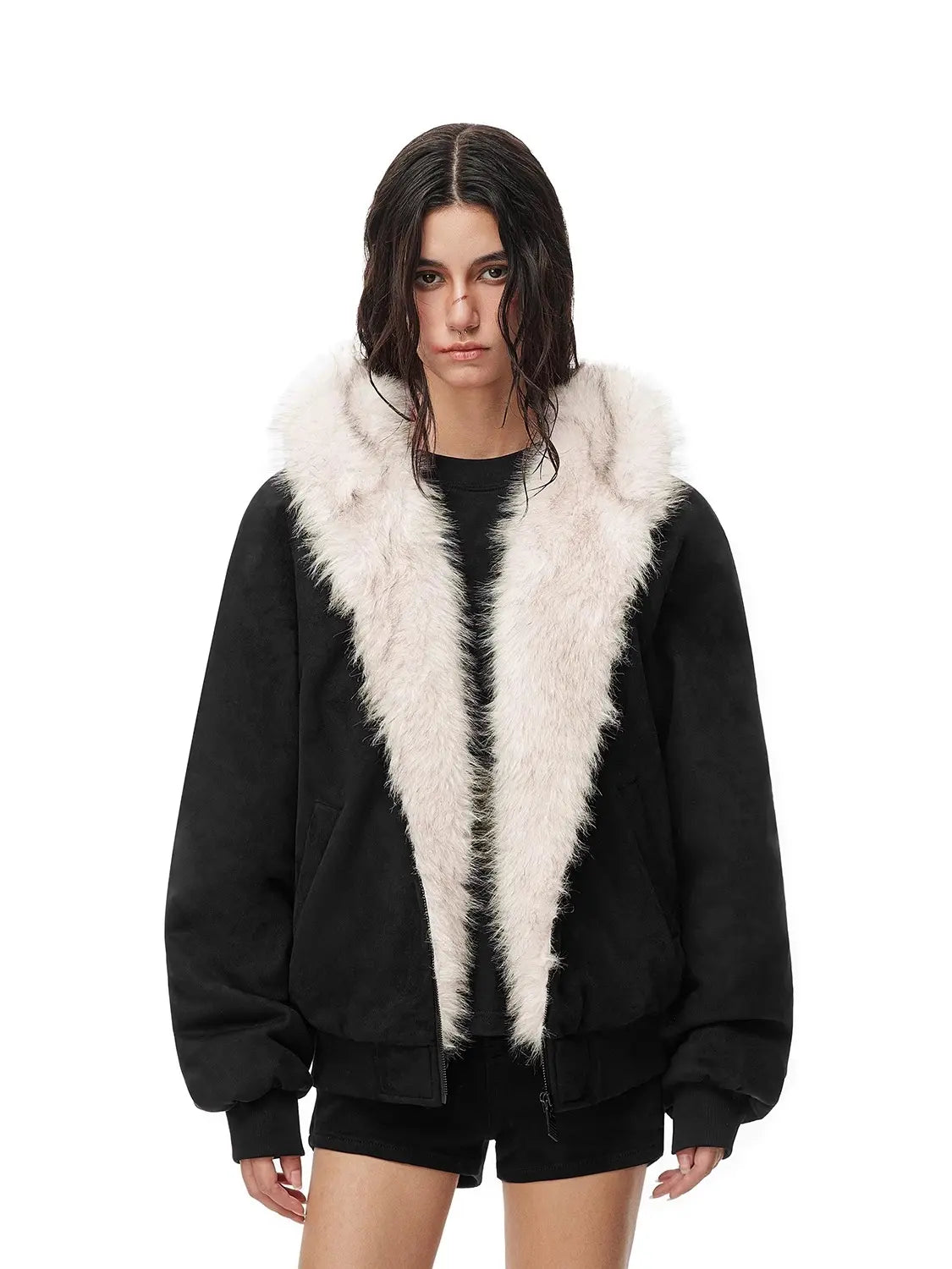 FDR Oversized Faux Suede Cozy Jacket with Cat Ears & Leopard Print Soft Warm Faux Fur Lining Unisex Womenswear Sweatshirts Fall Fashion Coat Winter Outfits