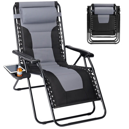 Zero Gravity Reclining Chair - 440LB Capacity with Cup Holder & Removable Cushion, Lockable 90-170° Adjustable for Patio/Camping/Indoor Foldable & Portable Sun Lounger,Home Decor,Camping Essentials Adjustable Folding Lounger