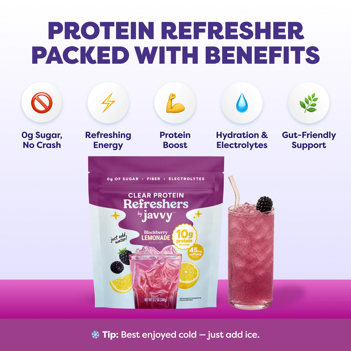 Javvy Cosmic Protein Drink Tiktok Exclusive Bundle Blackberry Lemonade, Mango Pineapple * Strawberry Acai Refresher Clear Whey Protein Drink Mix, 45Mg Caffeine, 0G Sugar, 10G Protein, with Fiber & Electrolytes, 20 Servings Each