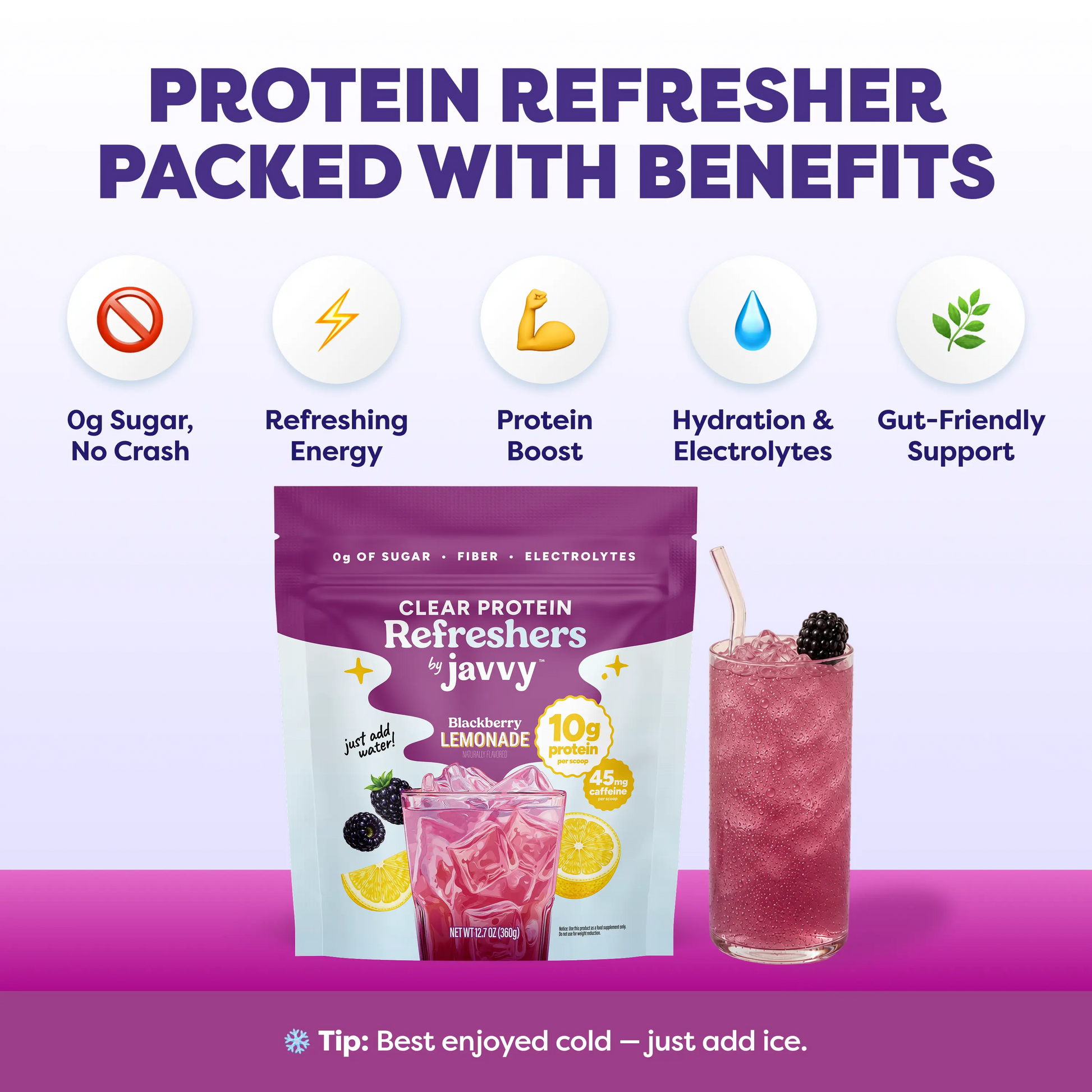 Javvy Cosmic Protein Drink Tiktok Exclusive Bundle Blackberry Lemonade, Mango Pineapple * Strawberry Acai Refresher Clear Whey Protein Drink Mix, 45Mg Caffeine, 0G Sugar, 10G Protein, with Fiber & Electrolytes, 20 Servings Each