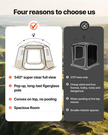 【Summerfinds】Vevor Pop up Bubble Tent, 11 X 10.2 Ft Waterproof & Uv-Resistant, Clear Camping Tent Shelter, Outdoor Garden Dome Igloo Tents with Windows, 540° Panoramic View, for 8-10 Persons Patio Backyard