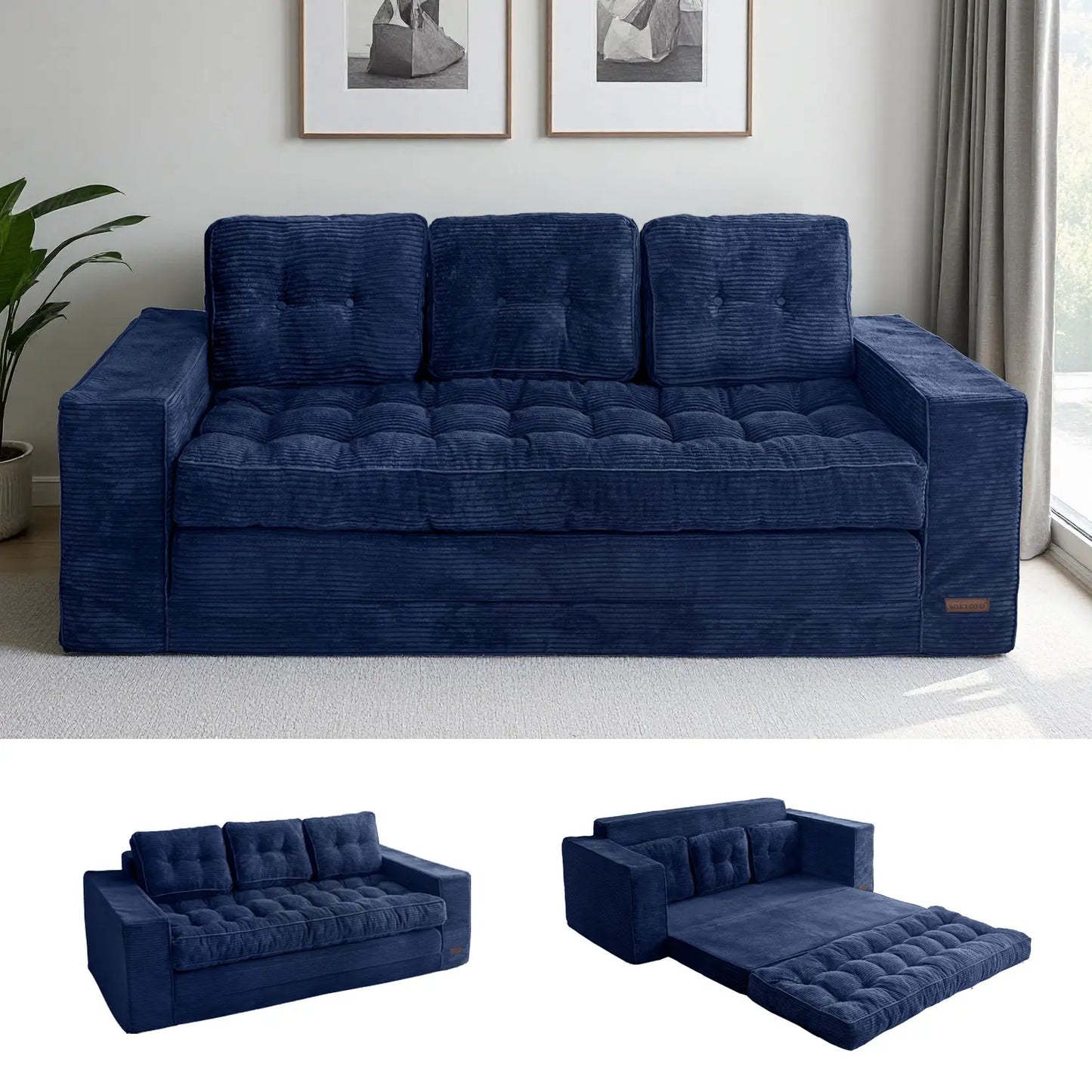 MAXYOYO Convertible 2-In-1 Folding Floor Couch with Pillows Pull Out Loveseat Sleeper Sofa for Living Room Bedroom Lounge, Summer Wins