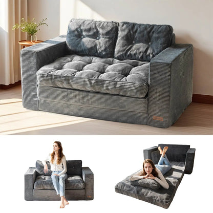 MAXYOYO Convertible 2-In-1 Folding Floor Couch with Pillows Pull Out Loveseat Sleeper Sofa for Living Room Bedroom Lounge, Summer Wins