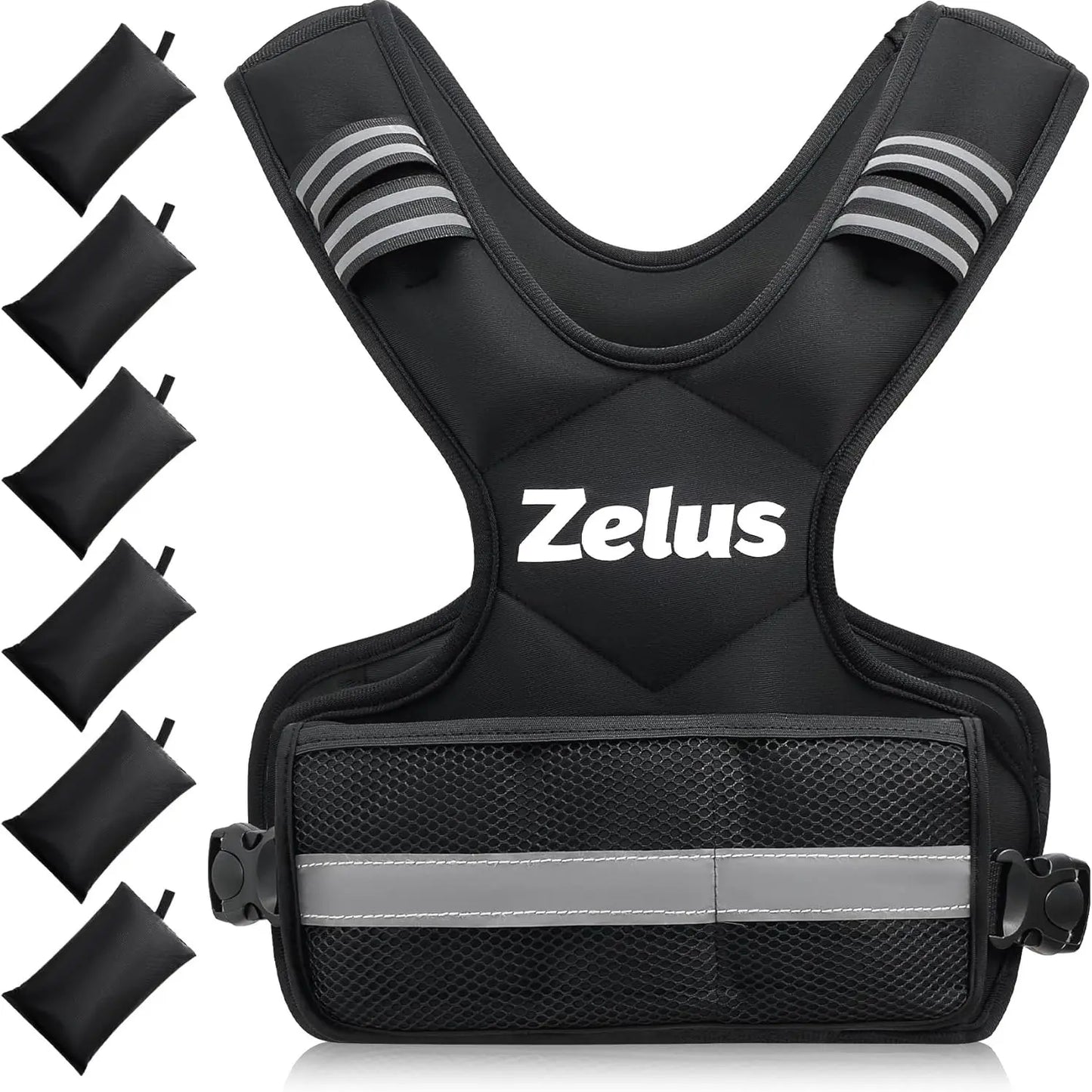 【Backtoschool】Zelus Weighted Vests,Adjustable 6-30Lbs,Weighted Vest with Reflective Stripes&Adjustable Straps,Workout Enhancer for Motivational Walking,Running,Rucking,Core&Posture Boost|Fitness Challenge,Outdoorfun|#Tiktokshopbacktoschool