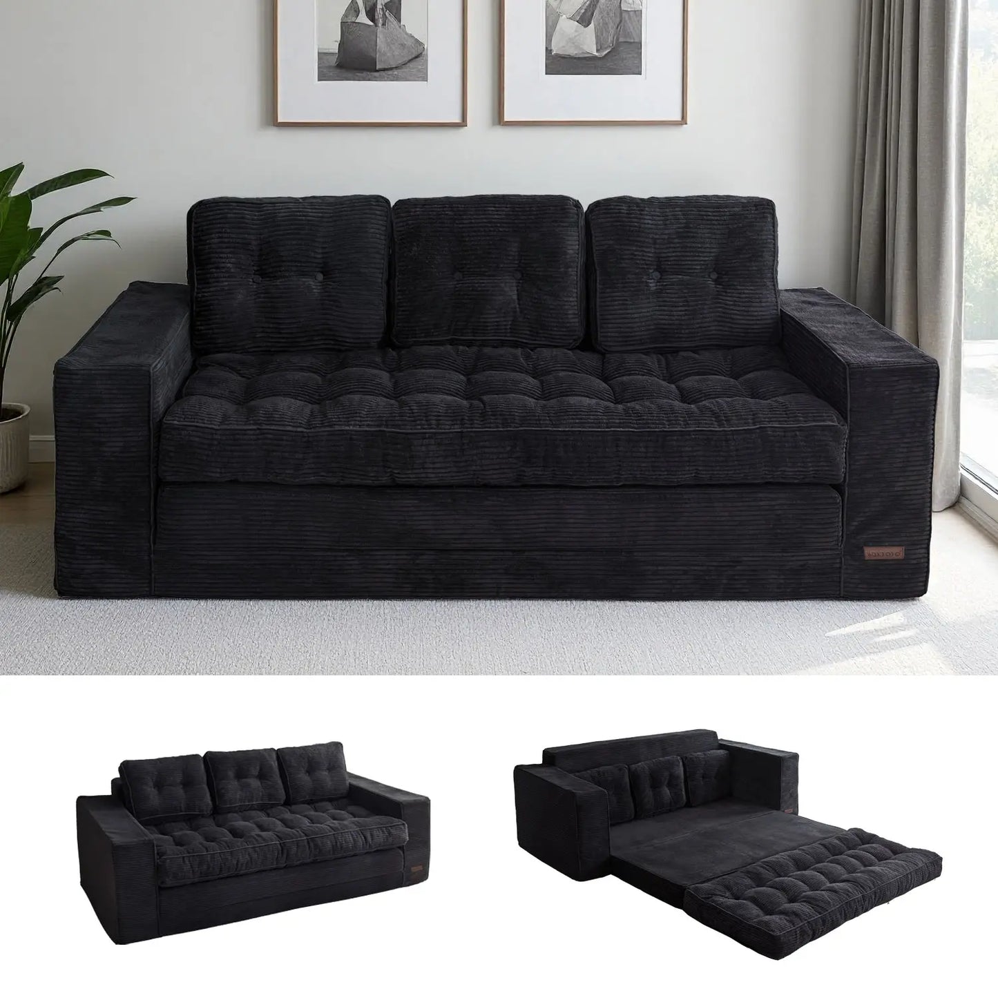 MAXYOYO Convertible 2-In-1 Folding Floor Couch with Pillows Pull Out Loveseat Sleeper Sofa for Living Room Bedroom Lounge, Summer Wins