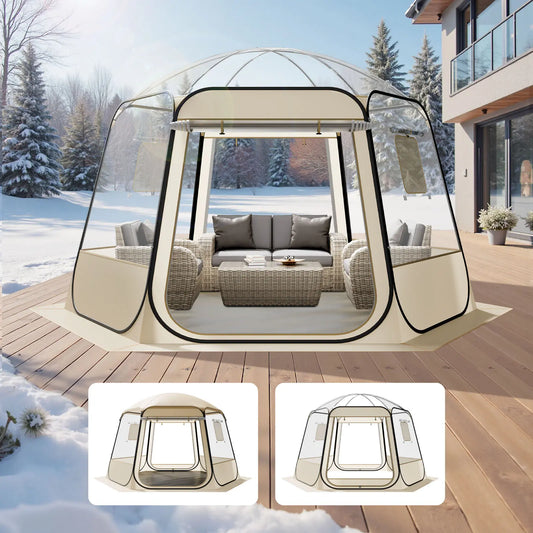 【Summerfinds】Vevor Pop up Bubble Tent, 11 X 10.2 Ft Waterproof & Uv-Resistant, Clear Camping Tent Shelter, Outdoor Garden Dome Igloo Tents with Windows, 540° Panoramic View, for 8-10 Persons Patio Backyard