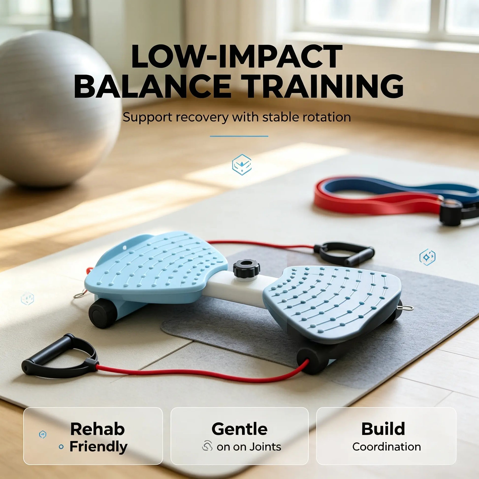 Waist Rotation Workout Machine Twister Board with Detachableresistance Bands,Rotatingbalance Trainer with Massage Nodes, Non-Slip Waist Twisting Plate, Compact Portablehome Gym Gear for Full Body Exercise, Indoorfitness Equipment for Home & Office