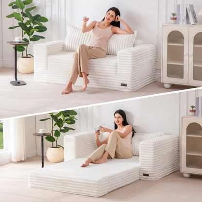 MAXYOYO Convertible 2-In-1 Folding Floor Couch with Pillows Pull Out Loveseat Sleeper Sofa for Living Room Bedroom Lounge, Summer Wins