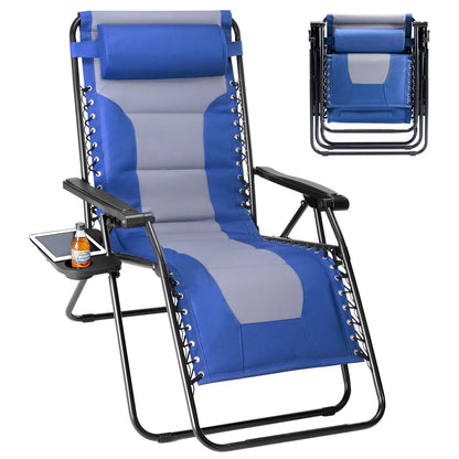 Zero Gravity Reclining Chair - 440LB Capacity with Cup Holder & Removable Cushion, Lockable 90-170° Adjustable for Patio/Camping/Indoor Foldable & Portable Sun Lounger,Home Decor,Camping Essentials Adjustable Folding Lounger