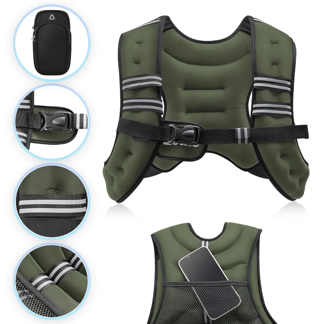 【Backtoschool】Zelus Weighted Vests,Adjustable 6-30Lbs,Weighted Vest with Reflective Stripes&Adjustable Straps,Workout Enhancer for Motivational Walking,Running,Rucking,Core&Posture Boost|Fitness Challenge,Outdoorfun|#Tiktokshopbacktoschool