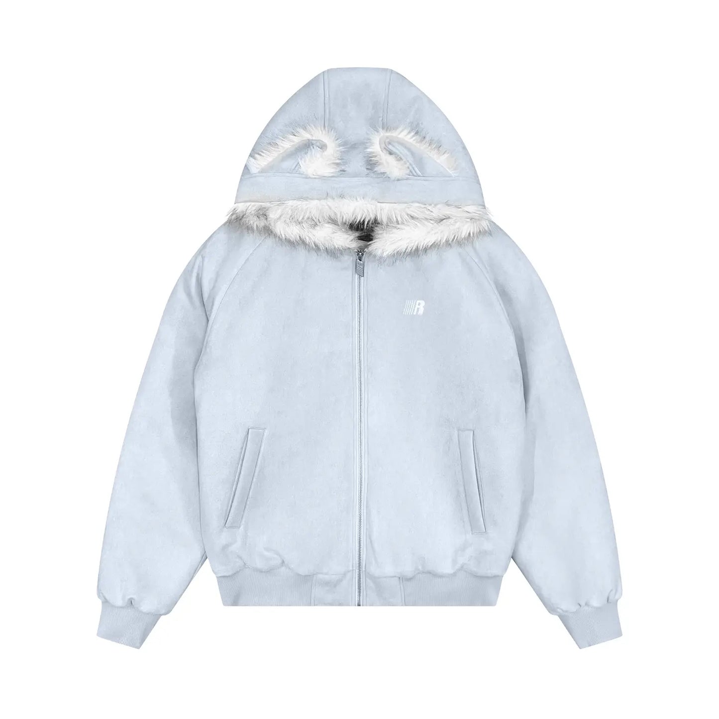 FDR Oversized Faux Suede Cozy Jacket with Cat Ears & Leopard Print Soft Warm Faux Fur Lining Unisex Womenswear Sweatshirts Fall Fashion Coat Winter Outfits