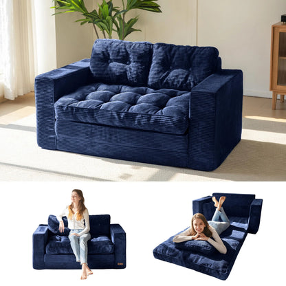 MAXYOYO Convertible 2-In-1 Folding Floor Couch with Pillows Pull Out Loveseat Sleeper Sofa for Living Room Bedroom Lounge, Summer Wins