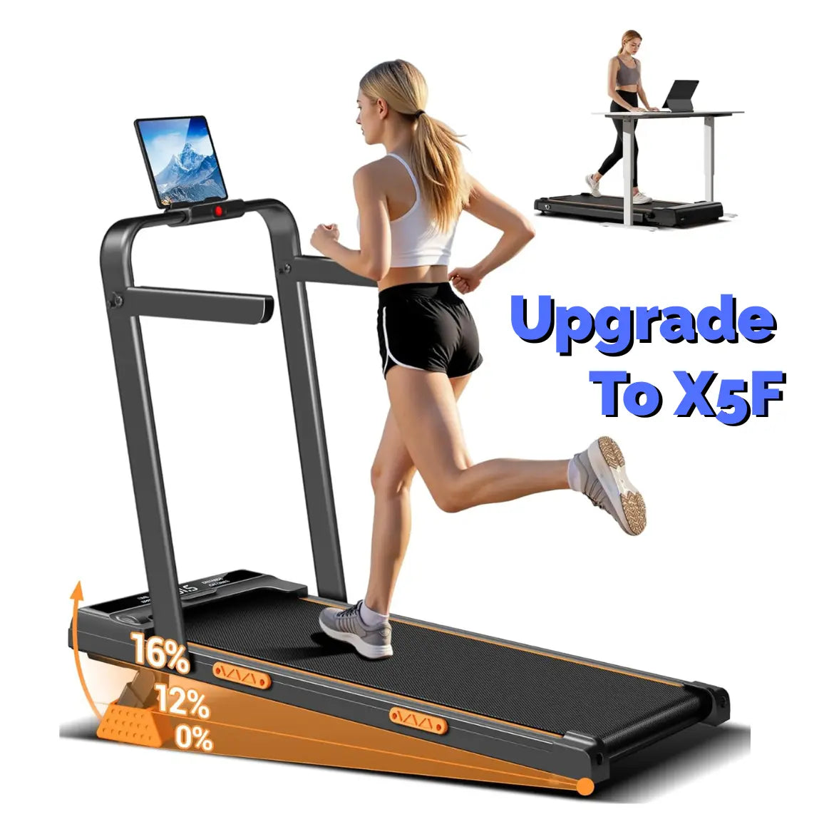 Umay Walking Pad Folding Walking Treadmill for Home/Office, 16% Incline, Handrails, 300 Lbs Capacity Indoor Walking Machine Summerwins Tiktokshopbacktoschool Portable Walking Pad Foldable Walking Treadmill
