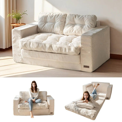 MAXYOYO Convertible 2-In-1 Folding Floor Couch with Pillows Pull Out Loveseat Sleeper Sofa for Living Room Bedroom Lounge, Summer Wins