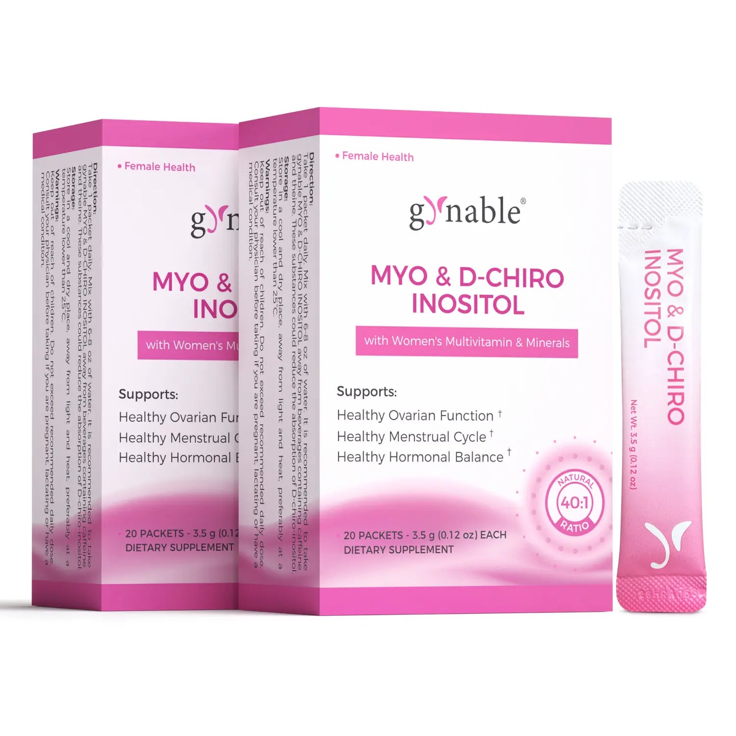 Gynable Myo & D-Chiro Inositol Supplement 40:1 Natural Dietary Women'S Supplements for Fertility,Pcos Relief, Ovarian Health,Cycle,Pms Acne,Hormonal Support with Vitamin E B1 B2 B12 Folate Zinc Selenium Multivitamin Peach Drink Mix #Tiktokshopbacktoschool