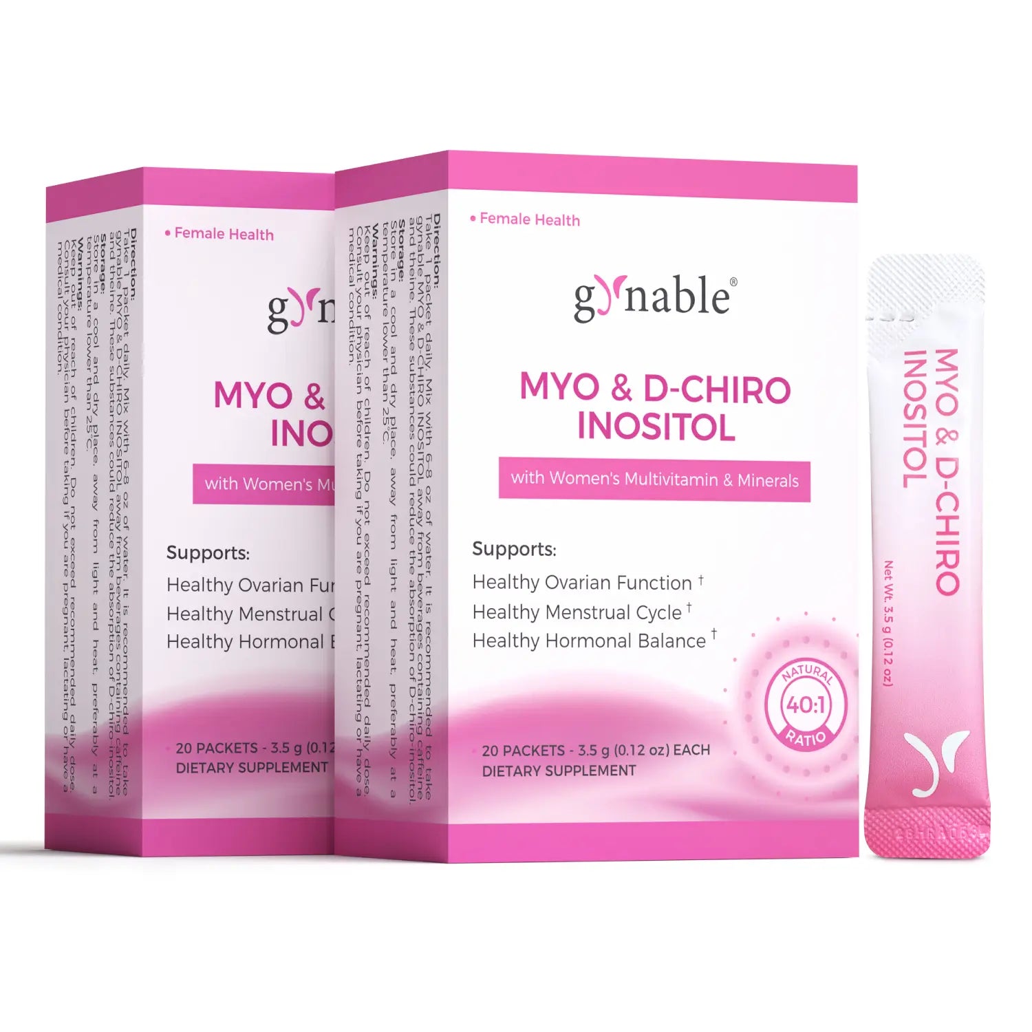 Gynable Myo & D-Chiro Inositol Supplement 40:1 Natural Dietary Women'S Supplements for Fertility,Pcos Relief, Ovarian Health,Cycle,Pms Acne,Hormonal Support with Vitamin E B1 B2 B12 Folate Zinc Selenium Multivitamin Peach Drink Mix #Tiktokshopbacktoschool