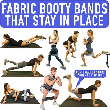 Resistance Bands for Working Out with Workout Bands Guide. 4 Booty Bands for Women Men Fabric Elastic Bands for Exercise Bands Resistance Bands for Bands for Working Out Thigh Glute Bands Set