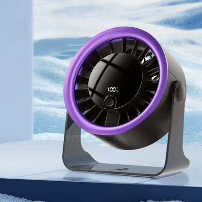 Portable Desk Fan USB Rechargeable Cooling Desktop Fan Multi-Functional Wall Mounted Air Circulator Fan 4 Speed Strong Wind Quiet Personal Table Fan for Home Office Bedroom College Dorm Room Essentials Summer Must Have Travel Camping Twilight Purple
