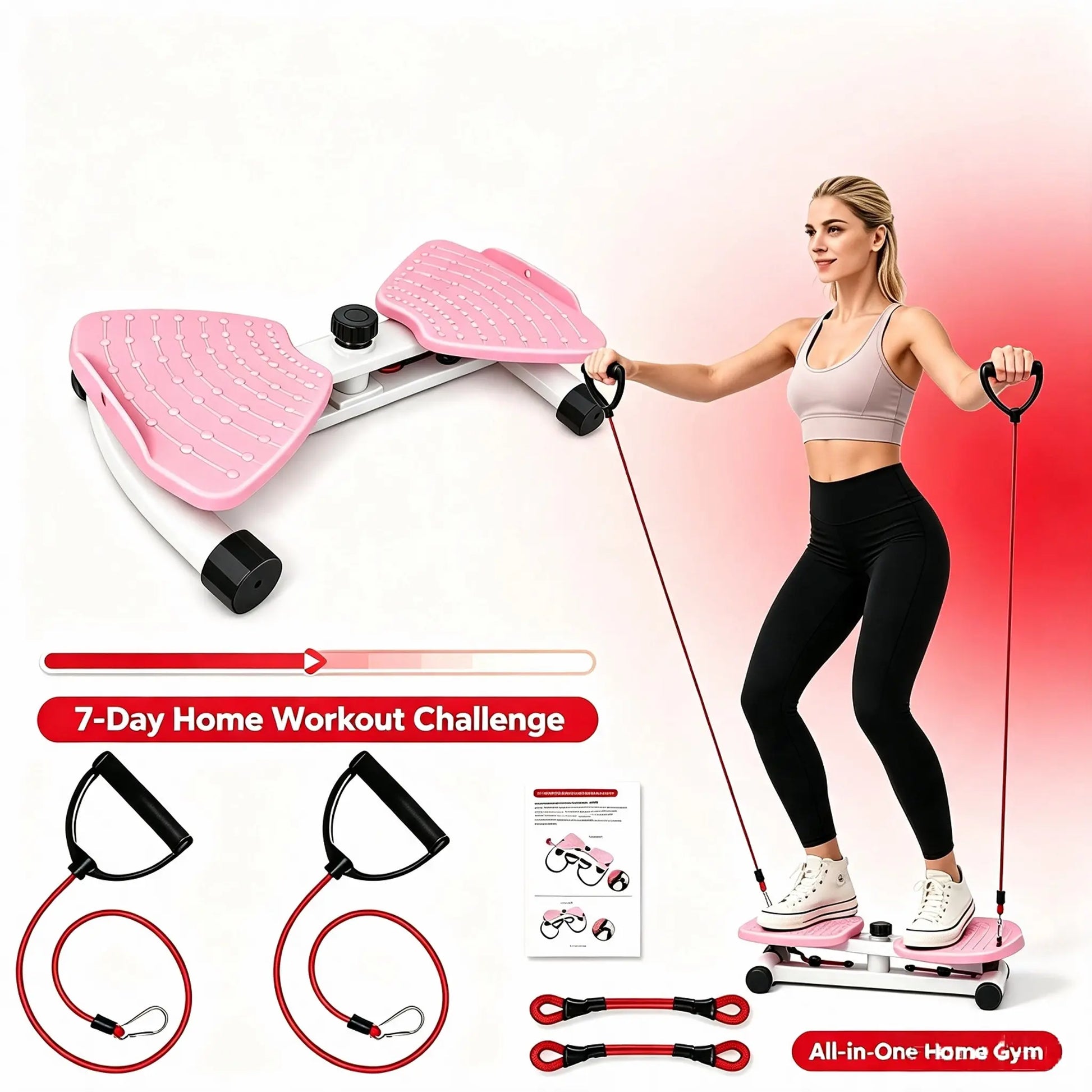 Waist Rotation Workout Machine Twister Board with Detachableresistance Bands,Rotatingbalance Trainer with Massage Nodes, Non-Slip Waist Twisting Plate, Compact Portablehome Gym Gear for Full Body Exercise, Indoorfitness Equipment for Home & Office