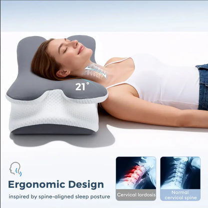 （Neck Pillow） Cooling Memory Neck Pillow, Adjustable Ergonomic Memory Foam Neck Pillows, Cervical Support