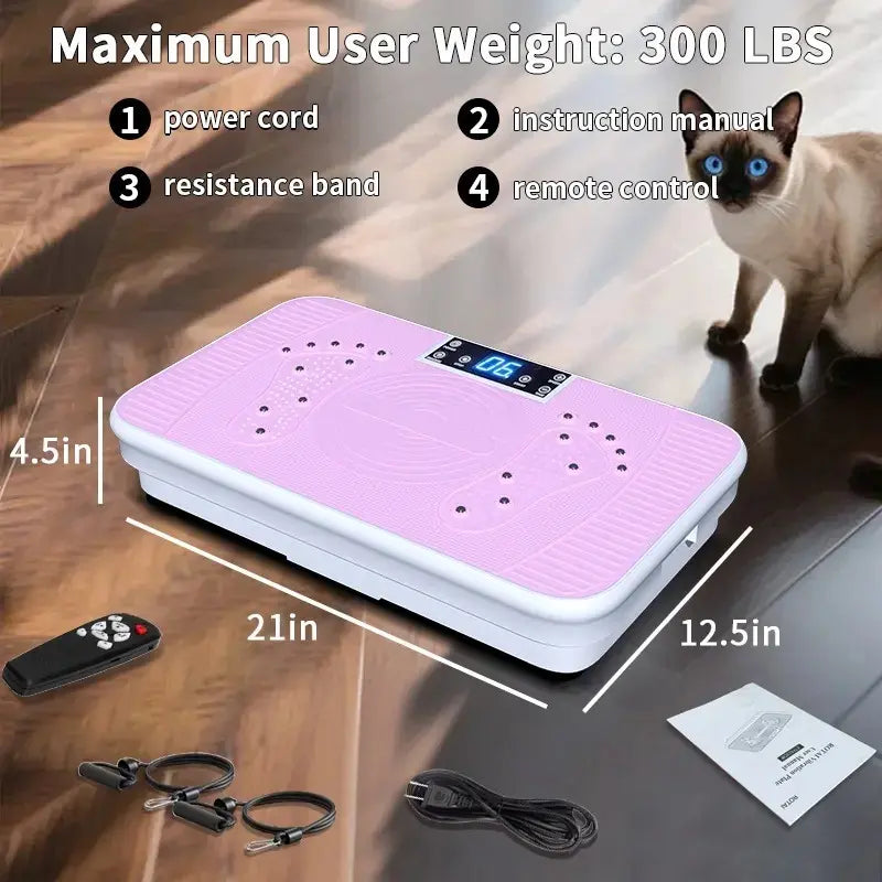 High-Power Vibration Plate Exercise Machine - Unisex Compact Adjustable Home Gym Fitness Equipment with Weight Capacity, 3 Workout Modes, Remote Control, Home Workout Gear, Multifunctional Fitness Tool Fit Max Indoor Waist Twist and Core Ab