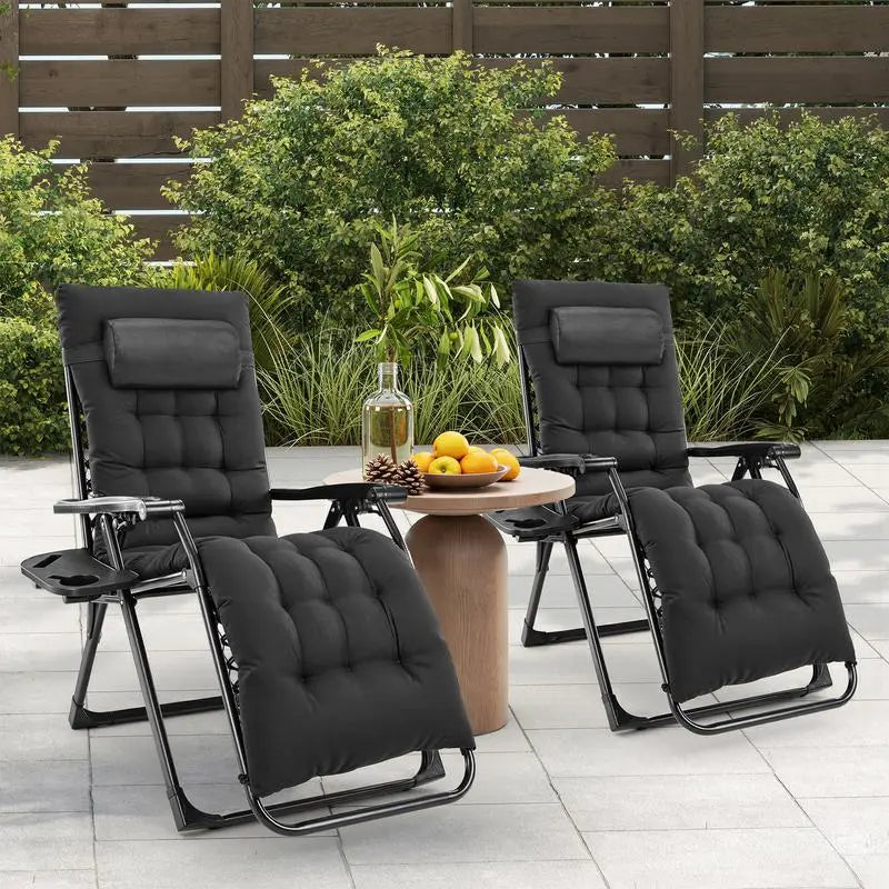Zero Gravity Reclining Chair - 440LB Capacity with Cup Holder & Removable Cushion, Lockable 90-170° Adjustable for Patio/Camping/Indoor Foldable & Portable Sun Lounger,Home Decor,Camping Essentials Adjustable Folding Lounger