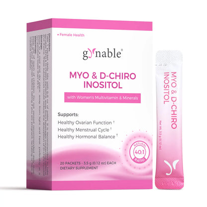 Gynable Myo & D-Chiro Inositol Supplement 40:1 Natural Dietary Women'S Supplements for Fertility,Pcos Relief, Ovarian Health,Cycle,Pms Acne,Hormonal Support with Vitamin E B1 B2 B12 Folate Zinc Selenium Multivitamin Peach Drink Mix #Tiktokshopbacktoschool