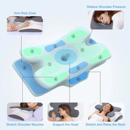 （Neck Pillow） Cooling Memory Neck Pillow, Adjustable Ergonomic Memory Foam Neck Pillows, Cervical Support