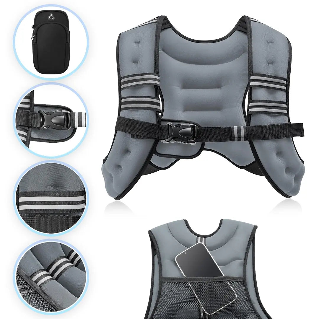 【Backtoschool】Zelus Weighted Vests,Adjustable 6-30Lbs,Weighted Vest with Reflective Stripes&Adjustable Straps,Workout Enhancer for Motivational Walking,Running,Rucking,Core&Posture Boost|Fitness Challenge,Outdoorfun|#Tiktokshopbacktoschool