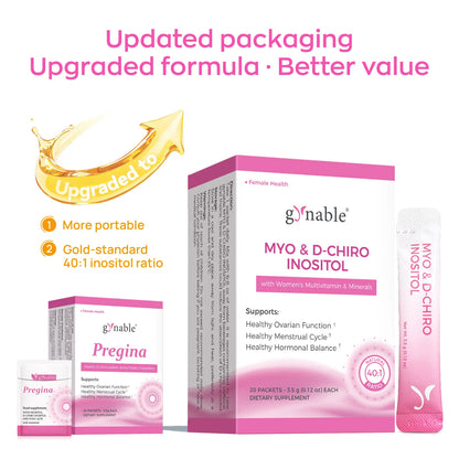 Gynable Myo & D-Chiro Inositol Supplement 40:1 Natural Dietary Women'S Supplements for Fertility,Pcos Relief, Ovarian Health,Cycle,Pms Acne,Hormonal Support with Vitamin E B1 B2 B12 Folate Zinc Selenium Multivitamin Peach Drink Mix #Tiktokshopbacktoschool