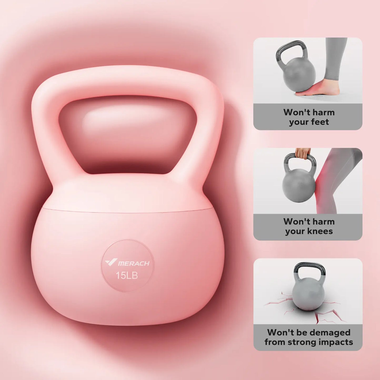 Merach Soft Kettlebell with Handle for Weightlifting Conditioning Strength and Core Training, Weightlifting Kettlebell for Home Gym, Fitness Equipment Backtoschool