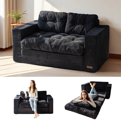 MAXYOYO Convertible 2-In-1 Folding Floor Couch with Pillows Pull Out Loveseat Sleeper Sofa for Living Room Bedroom Lounge, Summer Wins