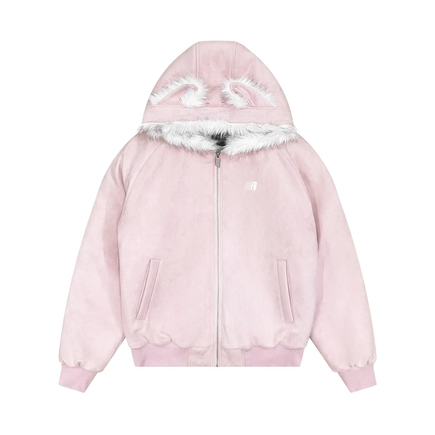 FDR Oversized Faux Suede Cozy Jacket with Cat Ears & Leopard Print Soft Warm Faux Fur Lining Unisex Womenswear Sweatshirts Fall Fashion Coat Winter Outfits