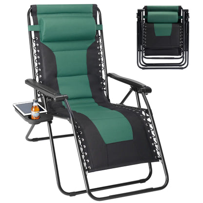 Zero Gravity Reclining Chair - 440LB Capacity with Cup Holder & Removable Cushion, Lockable 90-170° Adjustable for Patio/Camping/Indoor Foldable & Portable Sun Lounger,Home Decor,Camping Essentials Adjustable Folding Lounger