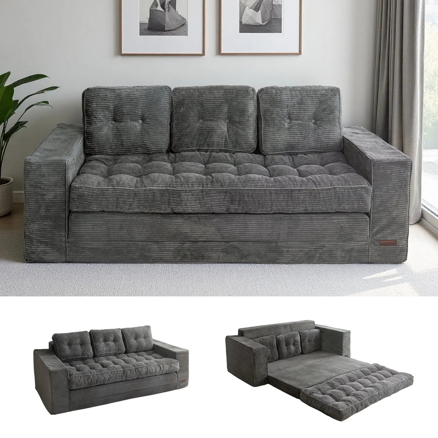 MAXYOYO Convertible 2-In-1 Folding Floor Couch with Pillows Pull Out Loveseat Sleeper Sofa for Living Room Bedroom Lounge, Summer Wins