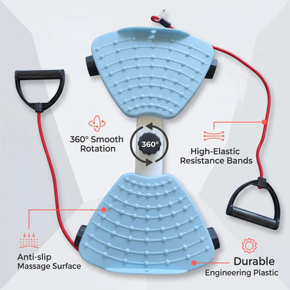 Waist Rotation Workout Machine Twister Board with Detachableresistance Bands,Rotatingbalance Trainer with Massage Nodes, Non-Slip Waist Twisting Plate, Compact Portablehome Gym Gear for Full Body Exercise, Indoorfitness Equipment for Home & Office
