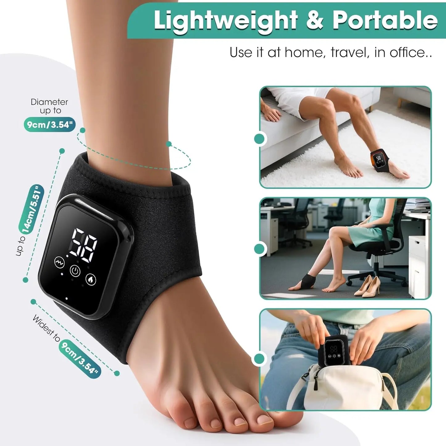 Ankle Massager for Pain Relief, Ankle Heating Pad with Massage, Ankle Massager for Circulation and Pain Relief, Heated Ankle Brace Wrap,Back to School,Back to School Haul