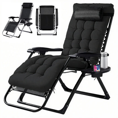 Zero Gravity Reclining Chair - 440LB Capacity with Cup Holder & Removable Cushion, Lockable 90-170° Adjustable for Patio/Camping/Indoor Foldable & Portable Sun Lounger,Home Decor,Camping Essentials Adjustable Folding Lounger