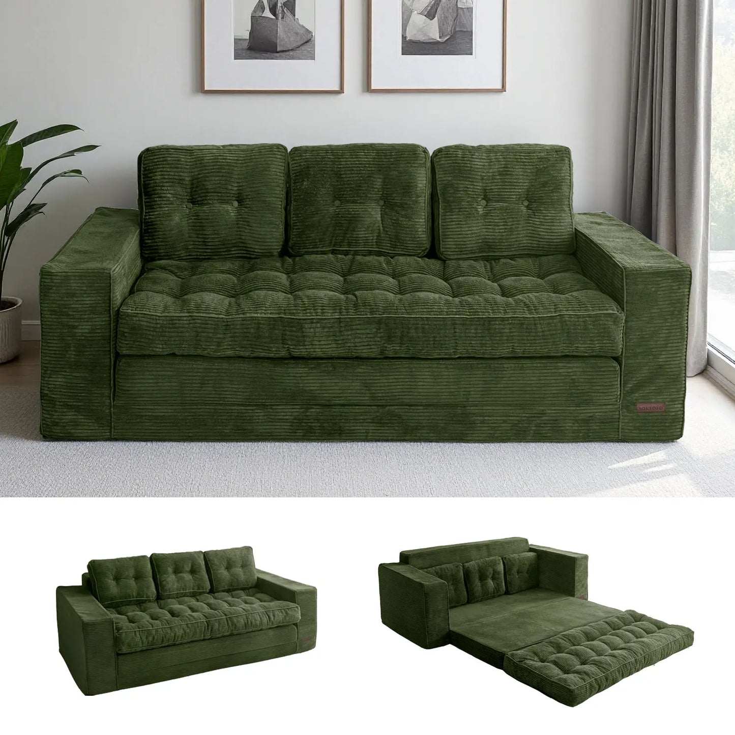MAXYOYO Convertible 2-In-1 Folding Floor Couch with Pillows Pull Out Loveseat Sleeper Sofa for Living Room Bedroom Lounge, Summer Wins