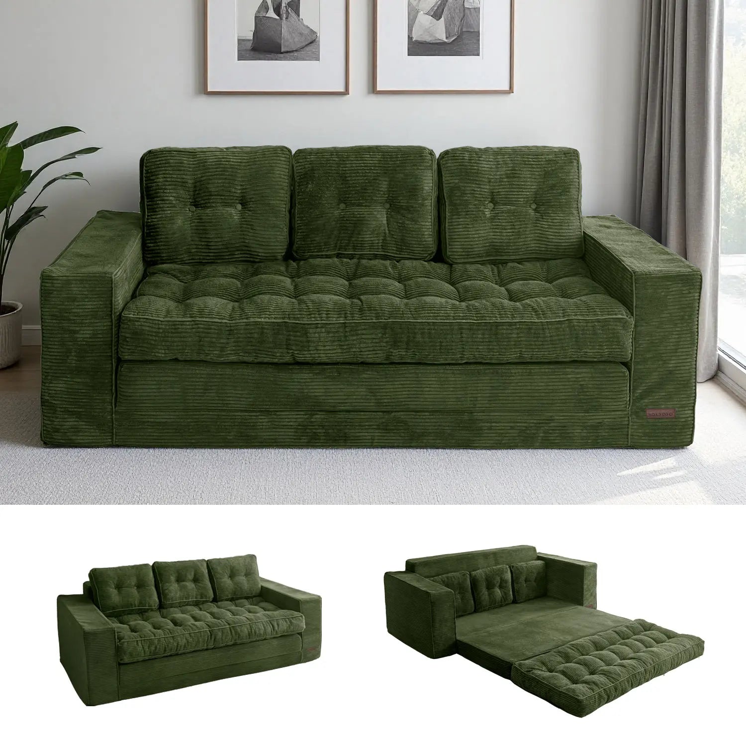 MAXYOYO Convertible 2-In-1 Folding Floor Couch with Pillows Pull Out Loveseat Sleeper Sofa for Living Room Bedroom Lounge, Summer Wins