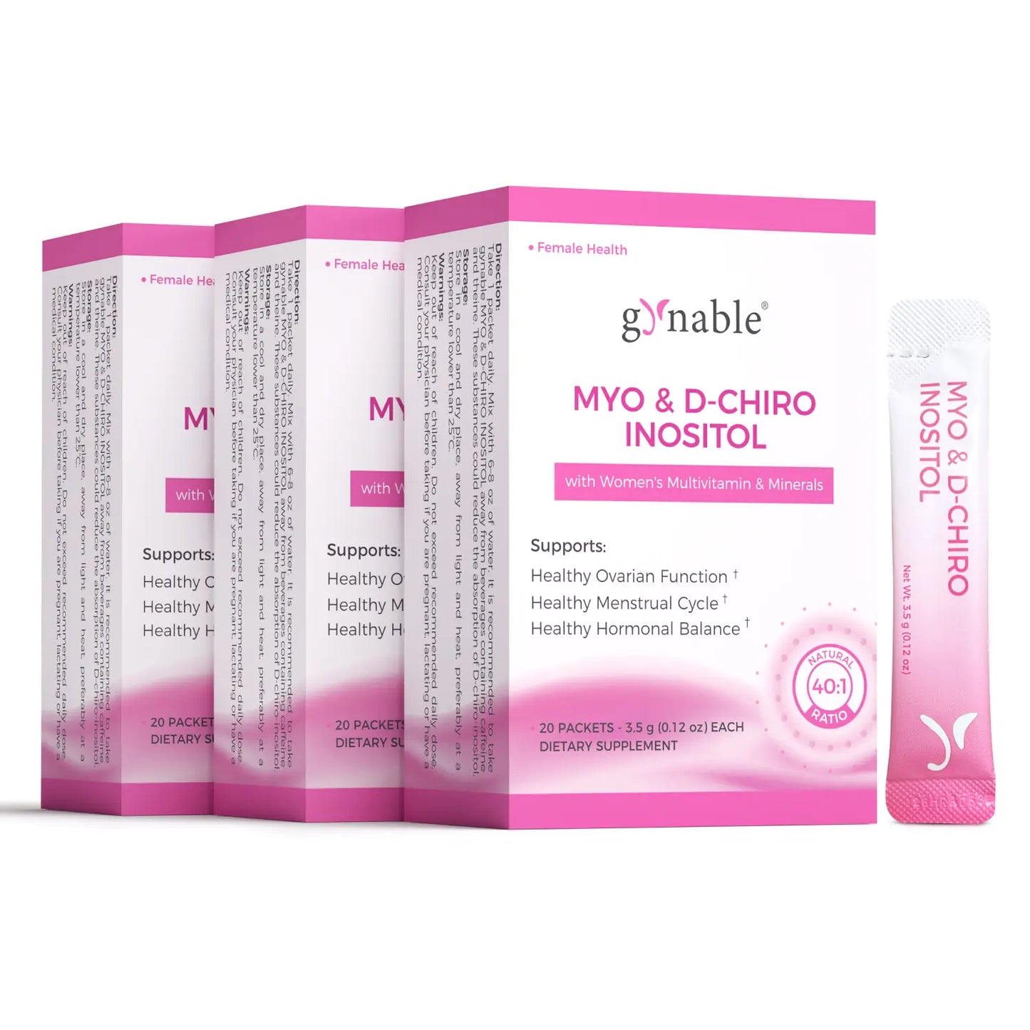 Gynable Myo & D-Chiro Inositol Supplement 40:1 Natural Dietary Women'S Supplements for Fertility,Pcos Relief, Ovarian Health,Cycle,Pms Acne,Hormonal Support with Vitamin E B1 B2 B12 Folate Zinc Selenium Multivitamin Peach Drink Mix #Tiktokshopbacktoschool