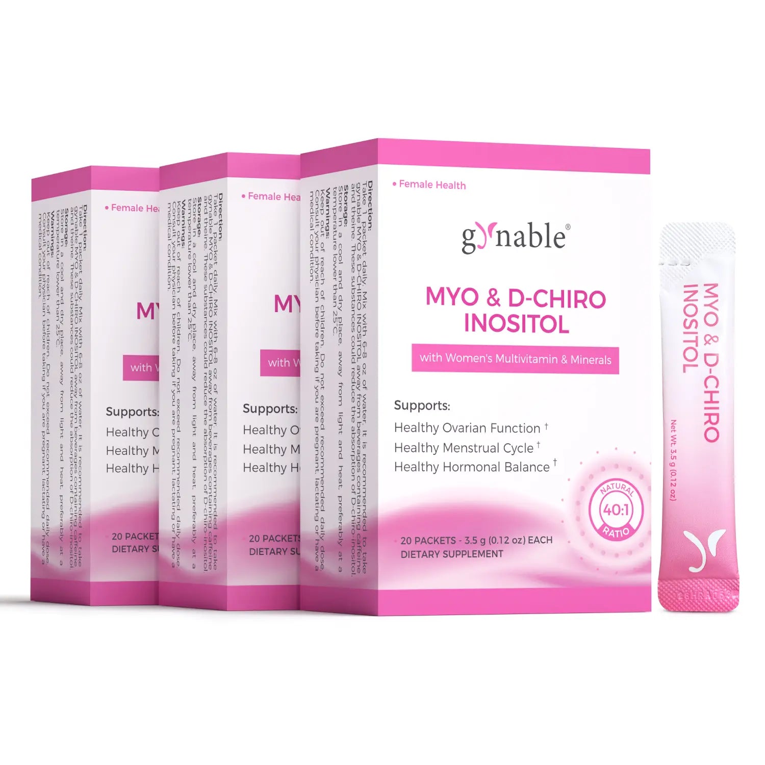 Gynable Myo & D-Chiro Inositol Supplement 40:1 Natural Dietary Women'S Supplements for Fertility,Pcos Relief, Ovarian Health,Cycle,Pms Acne,Hormonal Support with Vitamin E B1 B2 B12 Folate Zinc Selenium Multivitamin Peach Drink Mix #Tiktokshopbacktoschool