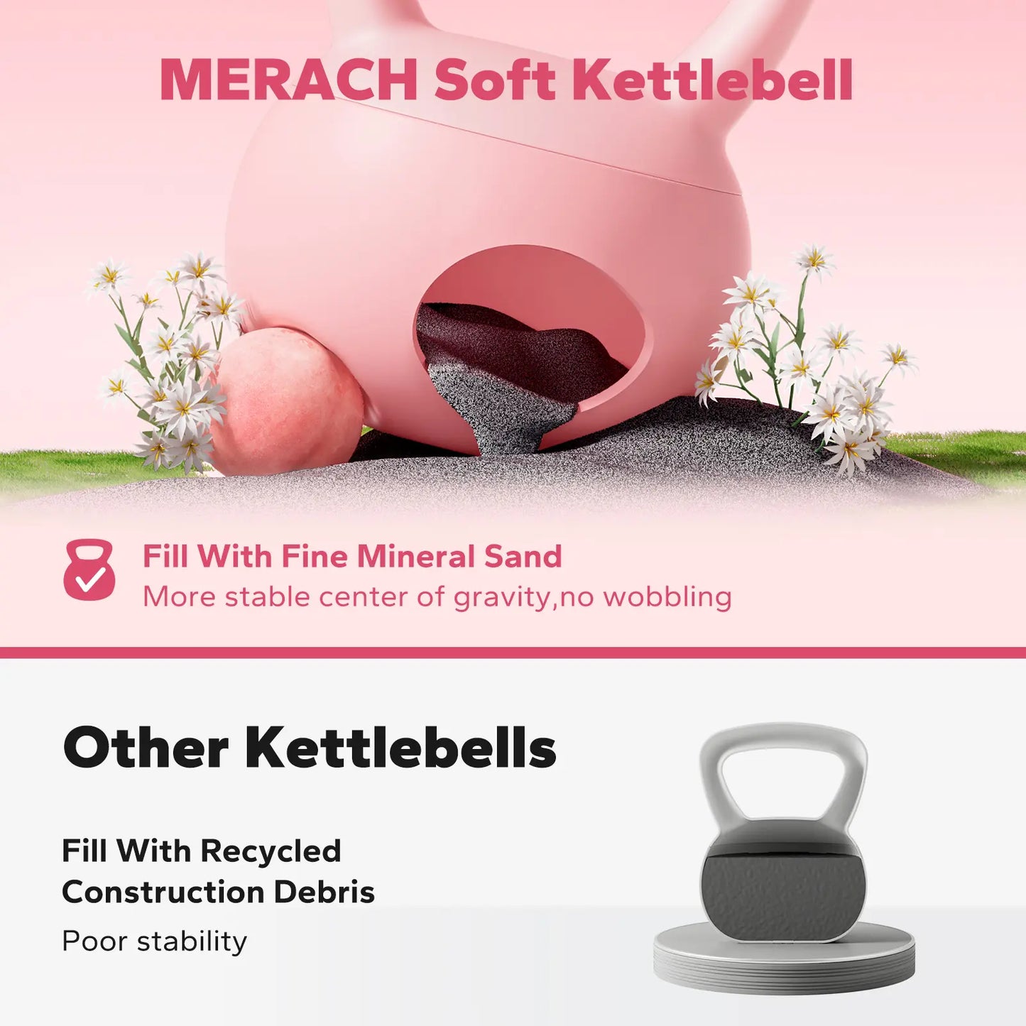 Merach Soft Kettlebell with Handle for Weightlifting Conditioning Strength and Core Training, Weightlifting Kettlebell for Home Gym, Fitness Equipment Backtoschool