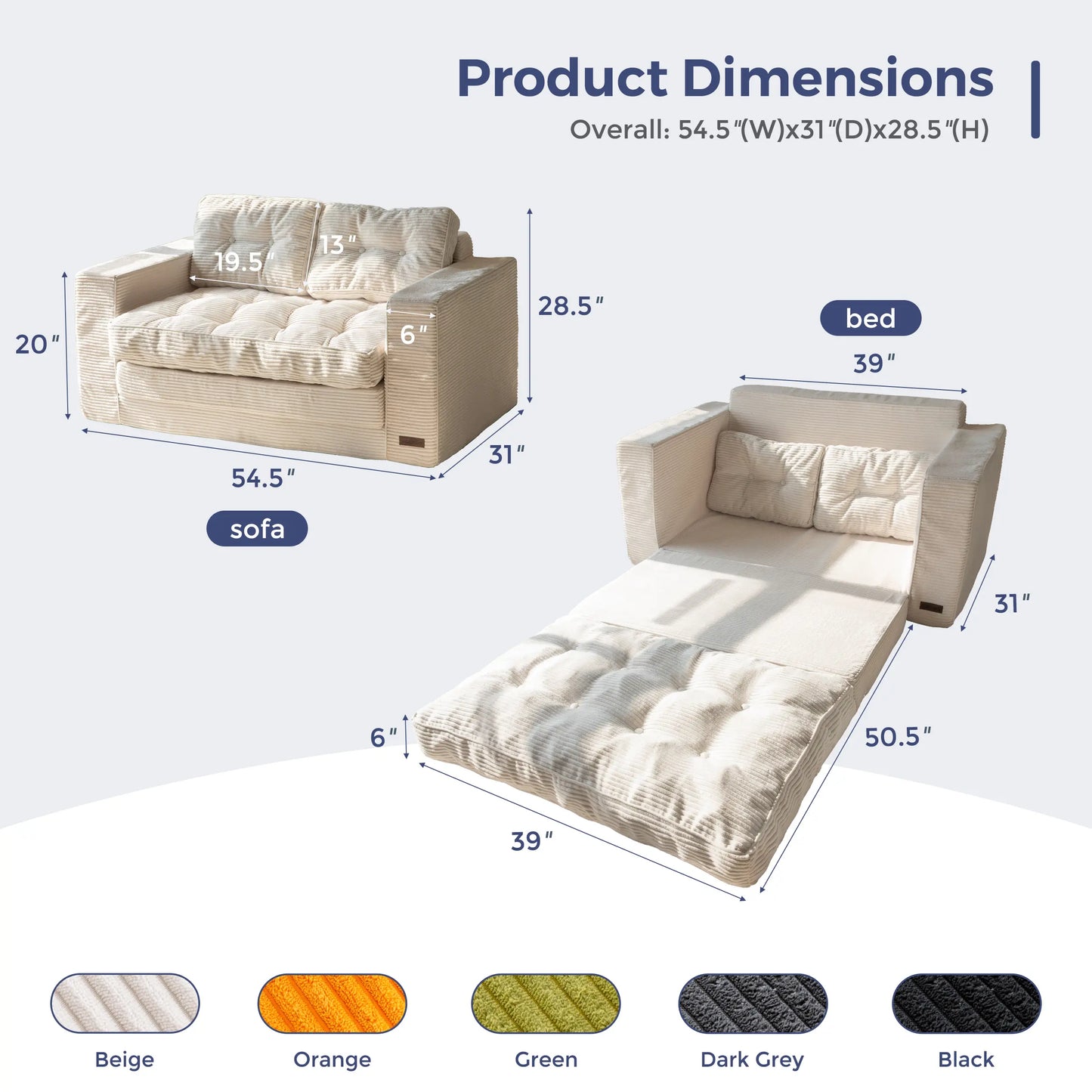 MAXYOYO Convertible 2-In-1 Folding Floor Couch with Pillows Pull Out Loveseat Sleeper Sofa for Living Room Bedroom Lounge, Summer Wins