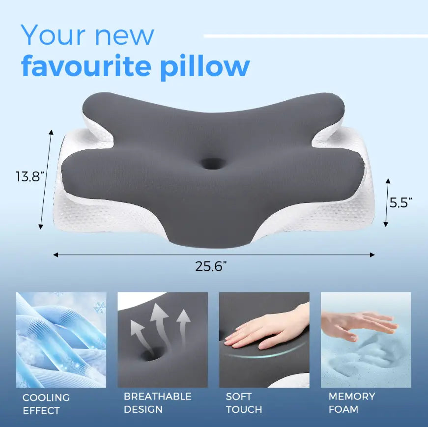 （Neck Pillow） Cooling Memory Neck Pillow, Adjustable Ergonomic Memory Foam Neck Pillows, Cervical Support