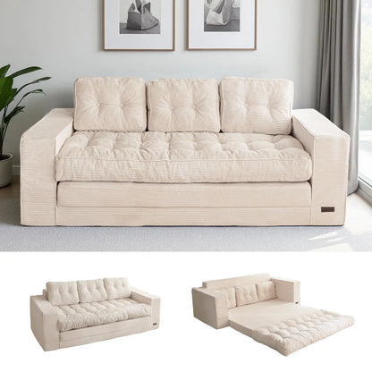 MAXYOYO Convertible 2-In-1 Folding Floor Couch with Pillows Pull Out Loveseat Sleeper Sofa for Living Room Bedroom Lounge, Summer Wins